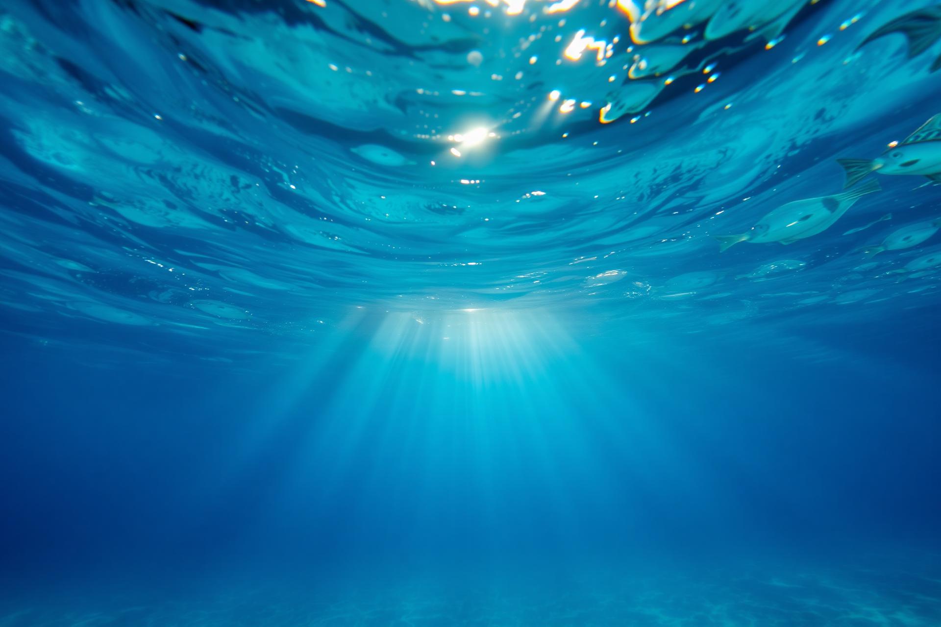 Sunlight descending through Caribbean water